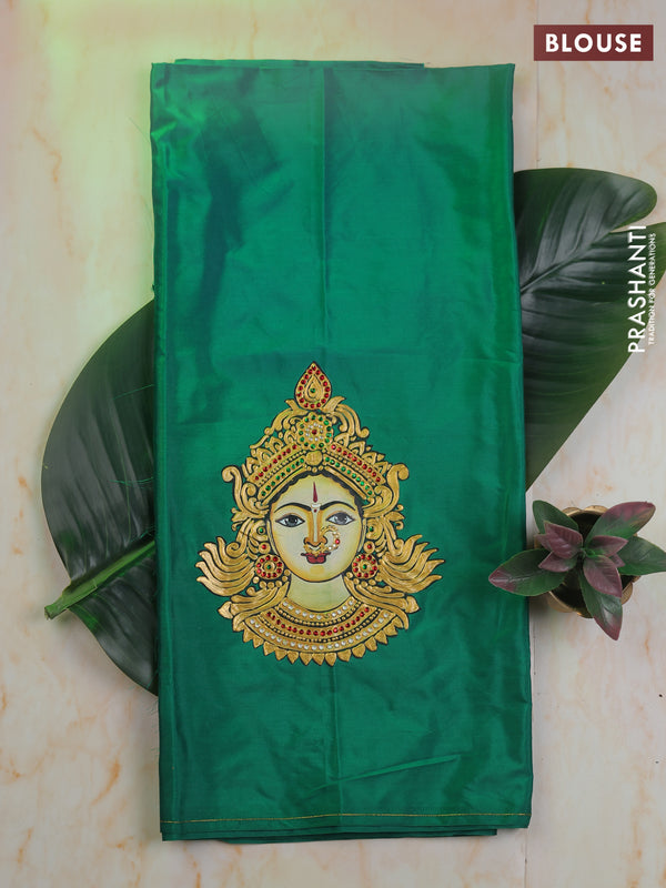 Green tanjore paint blouse material