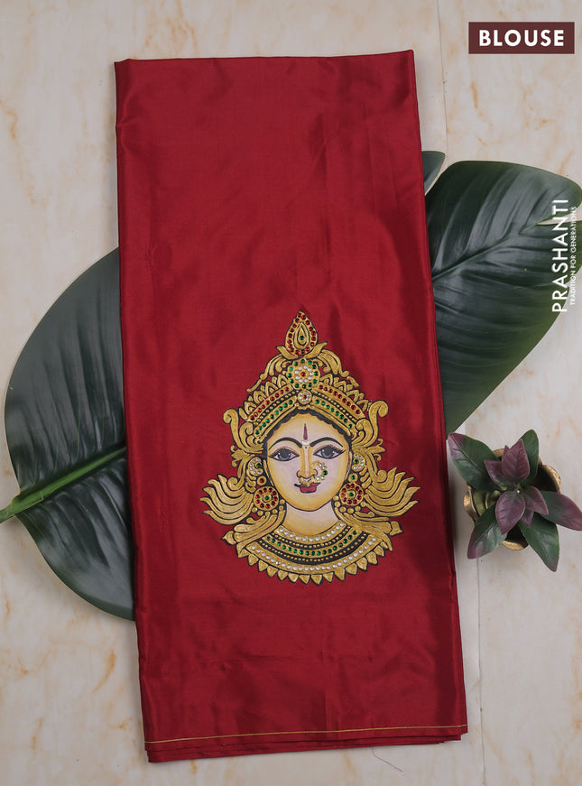 Red tanjore paint blouse material
