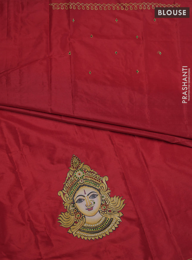 Red tanjore paint blouse material