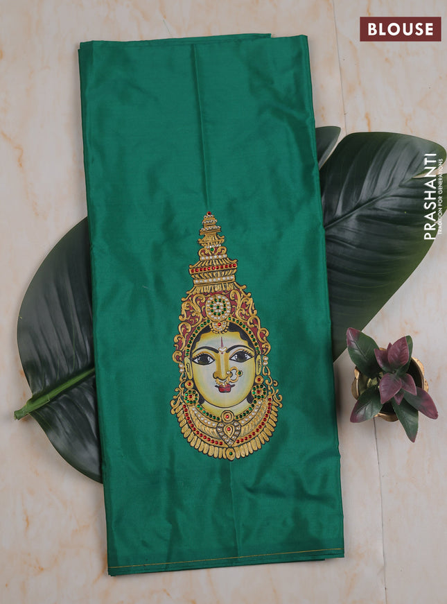 Green tanjore paint blouse material