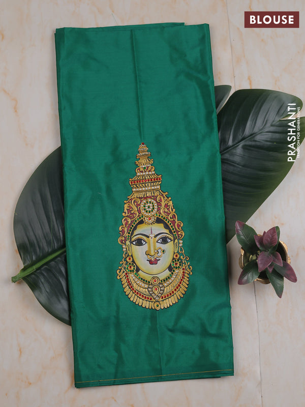 Green tanjore paint blouse material