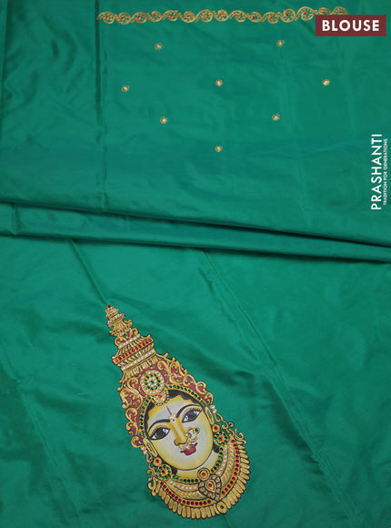 Green tanjore paint blouse material