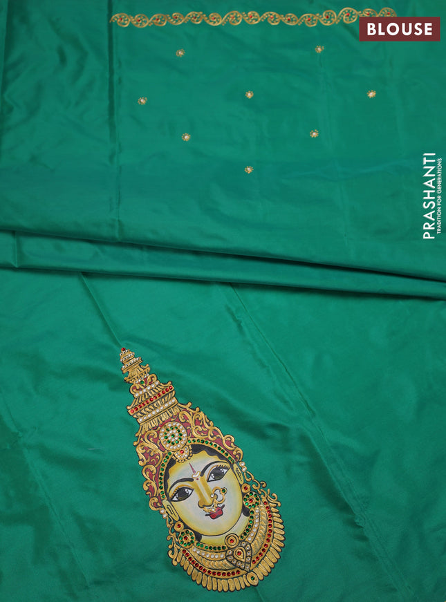 Green tanjore paint blouse material