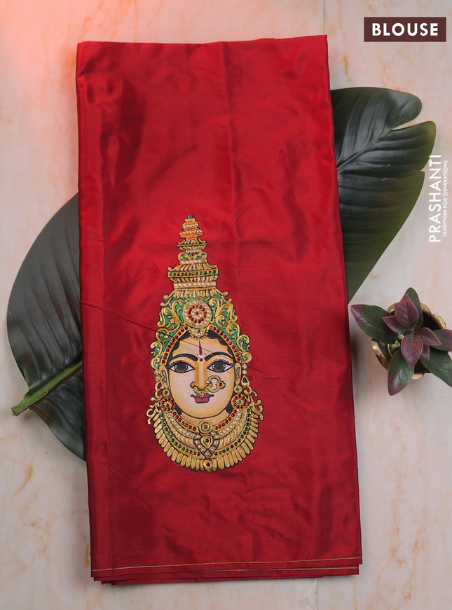 Red tanjore paint blouse material