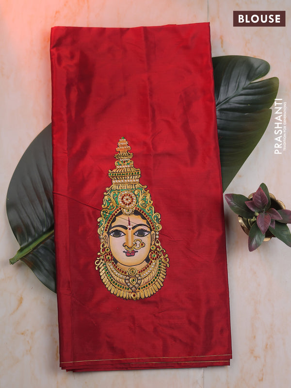 Red tanjore paint blouse material