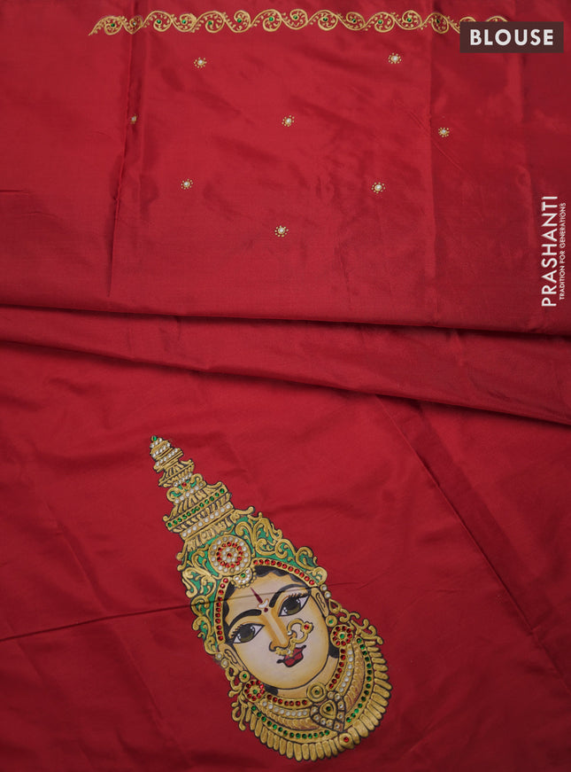 Red tanjore paint blouse material