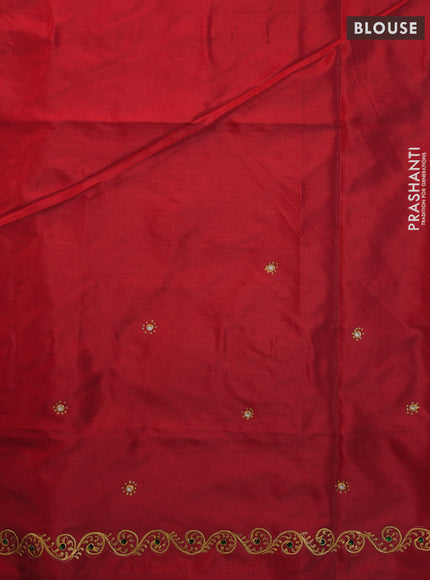 Red tanjore paint blouse material