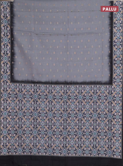 Art kota saree pastel grey and dark grey with allover zari woven buttas and temple design ikat printed border