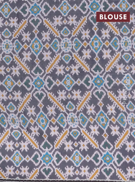 Art kota saree pastel grey and dark grey with allover zari woven buttas and temple design ikat printed border