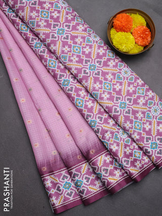 Art kota saree lotus pink and dark magenta pink with allover zari woven buttas and temple design ikat printed border