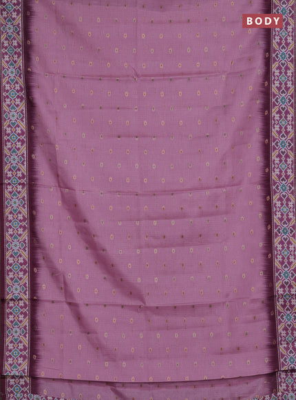 Art kota saree lotus pink and dark magenta pink with allover zari woven buttas and temple design ikat printed border