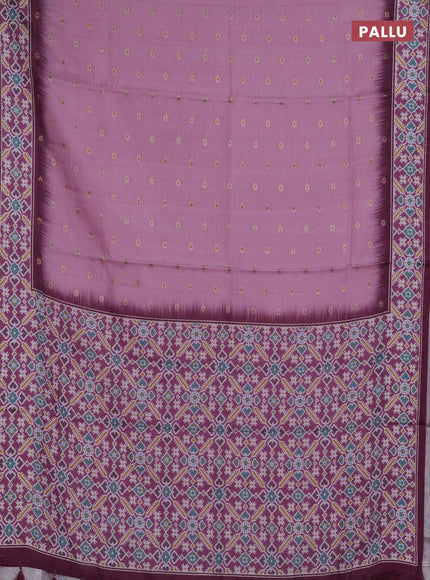 Art kota saree lotus pink and dark magenta pink with allover zari woven buttas and temple design ikat printed border
