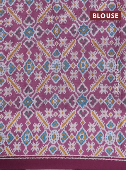 Art kota saree lotus pink and dark magenta pink with allover zari woven buttas and temple design ikat printed border