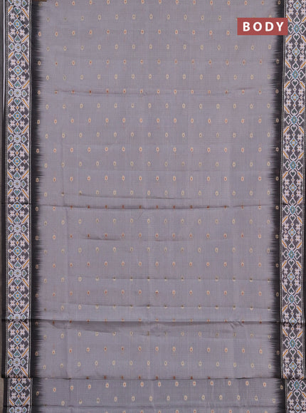 Art kota saree grey and black with allover zari woven buttas and temple design ikat printed border