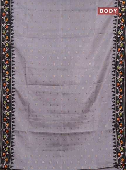Art kota saree grey and black with allover zari woven buttas and temple design ikat printed border