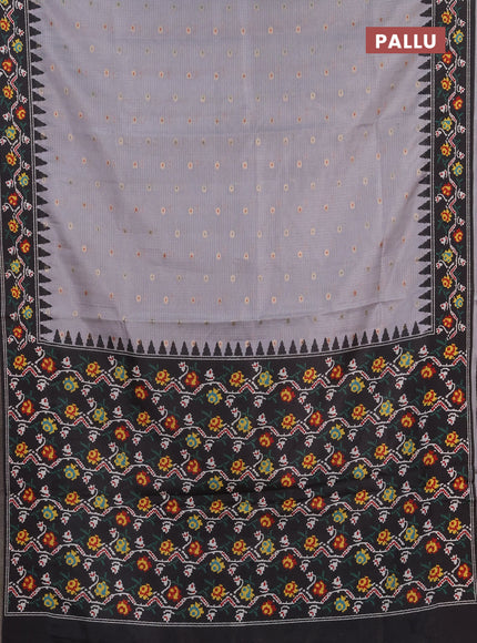 Art kota saree grey and black with allover zari woven buttas and temple design ikat printed border