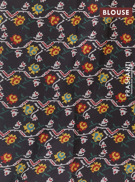 Art kota saree grey and black with allover zari woven buttas and temple design ikat printed border