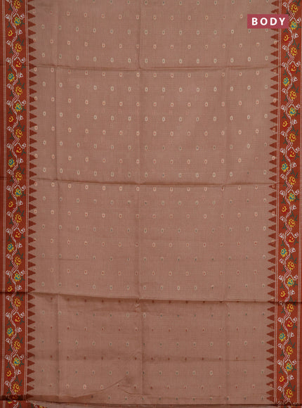 Art kota saree pastel orange and rustic orange with allover zari woven buttas and temple design ikat printed border
