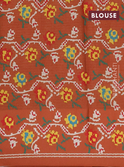Art kota saree pastel orange and rustic orange with allover zari woven buttas and temple design ikat printed border