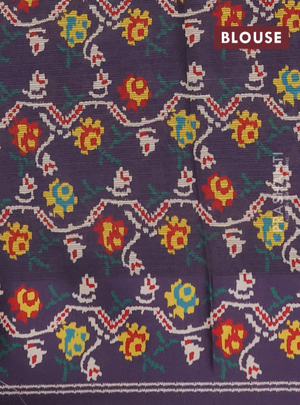 Art kota saree lavender and deep violet with allover zari woven buttas and temple design ikat printed border