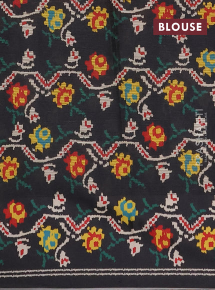 Art kota saree pastel grey and dark grey with allover zari woven buttas and temple design ikat printed border