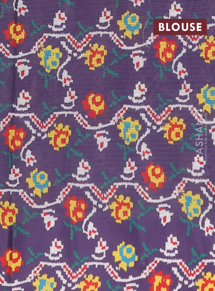 Art kota saree lavender and deep violet with allover zari woven buttas and temple design ikat printed border