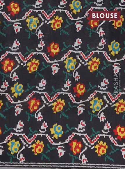 Art kota saree pastel grey and dark grey with allover zari woven buttas and temple design ikat printed border