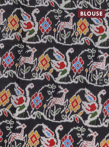 Art kota saree pastel grey and dark grey with allover zari woven buttas and temple design ikat printed border