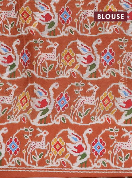 Art kota saree pastel orange and rustic orange with allover zari woven buttas and temple design ikat printed border