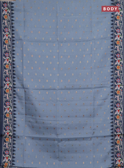 Art kota saree pastel grey and dark grey with allover zari woven buttas and temple design ikat printed border