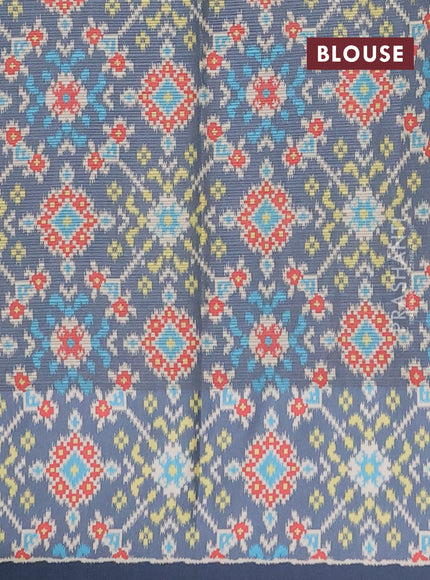 Art kota saree pastel grey and grey with allover zari woven buttas and temple design ikat printed border