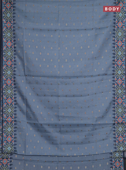 Art kota saree greyish blue and grey with allover zari woven buttas and temple design ikat printed border
