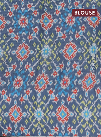 Art kota saree greyish blue and grey with allover zari woven buttas and temple design ikat printed border