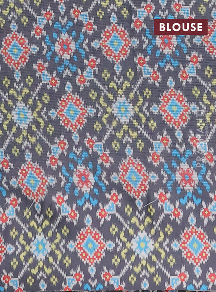 Art kota saree pastel grey and dark grey with allover zari woven buttas and temple design ikat printed border