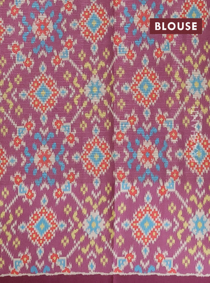 Art kota saree peach pink and magenta pink with allover zari woven buttas and temple design ikat printed border
