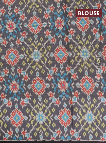 Art kota saree pastel grey and dark grey with allover zari woven buttas and temple design ikat printed border