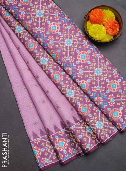 Art kota saree pink and dark magenta pink with allover zari woven buttas and temple design ikat printed border