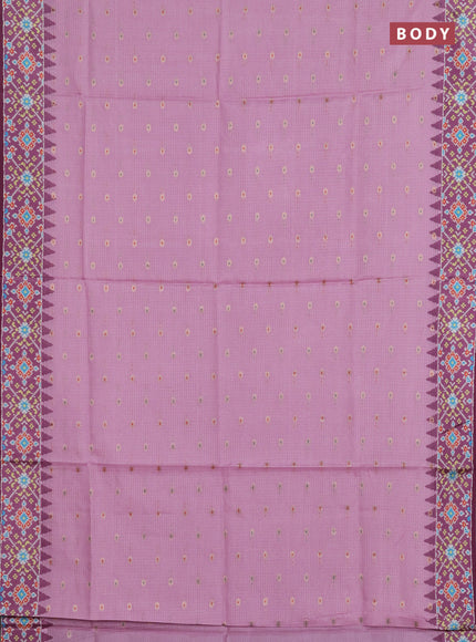 Art kota saree pink and dark magenta pink with allover zari woven buttas and temple design ikat printed border