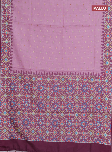 Art kota saree pink and dark magenta pink with allover zari woven buttas and temple design ikat printed border