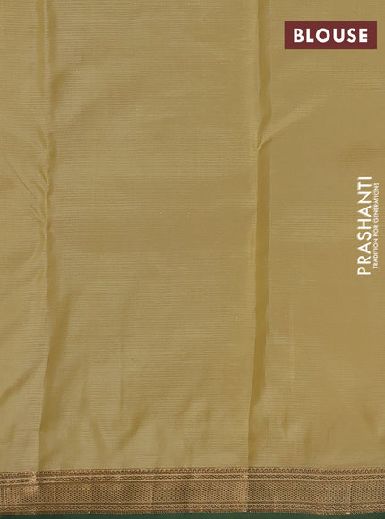 Pure kanchipuram silk saree cream and green with zari woven buttas and small zari woven border