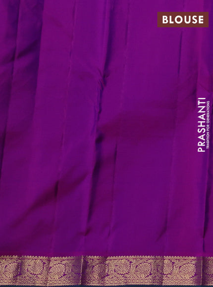 Pure kanchipuram silk saree violet and pink with allover zari woven buttas and small zari woven border