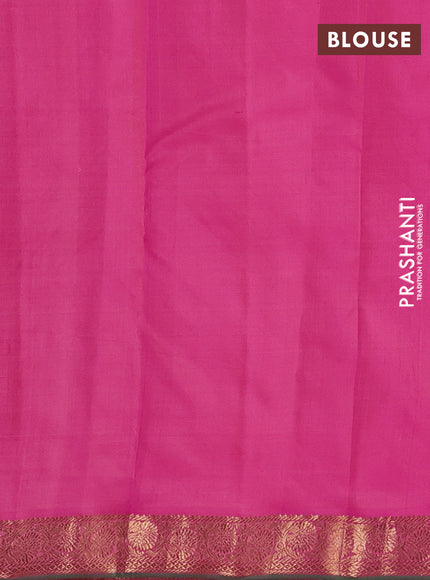 Pure kanchipuram silk saree peach orange and pink with allover zari woven buttas and small zari woven border