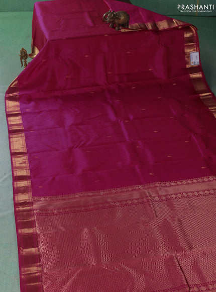 Pure kanchipuram silk saree magenta pink with zari woven buttas and zari woven border