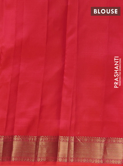 Pure kanchipuram silk saree peach orange with zari woven buttas and zari woven border