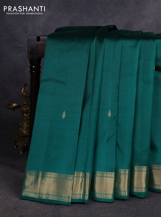 Pure kanchipuram silk saree green with zari woven buttas and zari woven border
