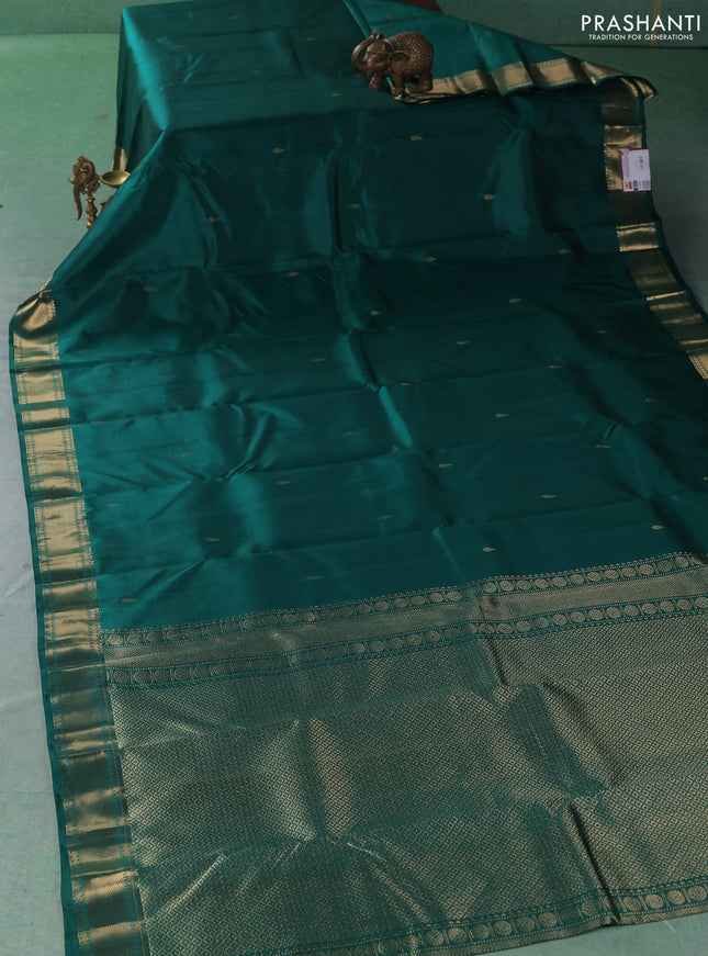 Pure kanchipuram silk saree green with zari woven buttas and zari woven border