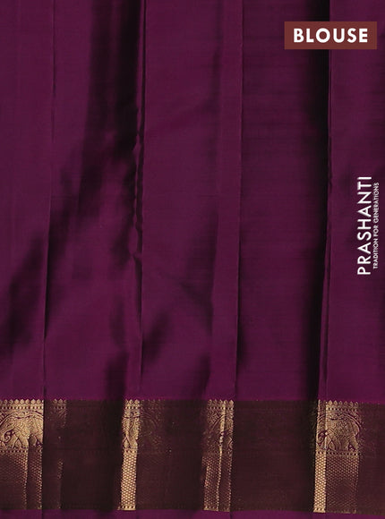 Pure kanchipuram silk saree green and magenta pink with allover zari weaves and zari woven border