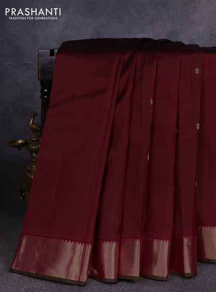Pure kanchipuram silk saree maroon and pink with zari woven buttas and zari woven border