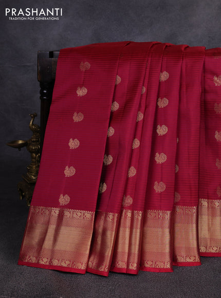Pure kanchipuram silk saree maroon with annam zari woven buttas and zari woven border