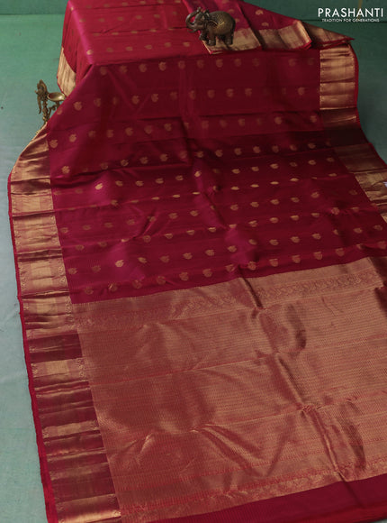 Pure kanchipuram silk saree maroon with annam zari woven buttas and zari woven border